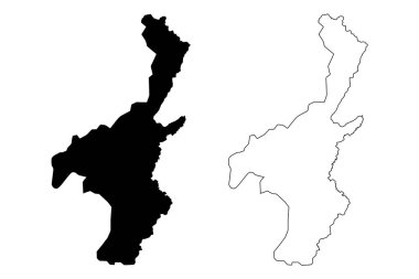 Muyinga Eyaleti (Burundi Cumhuriyeti, Burundi eyaletleri, Kuzey bölgesi) harita vektör illüstrasyon, karalama kroki Muyinga haritası