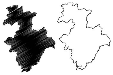 Kindia Region (Gine Alt Bölümleri, Gine-Conakry, Fransız Ginesi) harita vektör illüstrasyon, karalama kroki Kindia ma