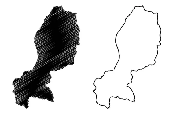 Província Ocidental (República de Ruanda, Províncias de Ruanda) mapa ilustração vetorial, rabisco esboço Iburengerazuba mapa — Vetor de Stock