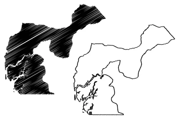 Fatick 지역 (세네갈, 세네갈 공화국의 지역) 지도 벡터 일러스트레이션, 낙서 스케치 Fatick지도 — 스톡 벡터
