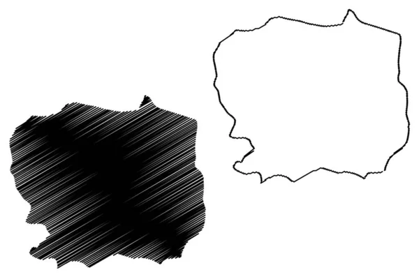 Región de Kaffrine (Regiones de Senegal, República de Senegal) mapa vector ilustración, boceto de garabato Kaffrine mapa — Vector de stock