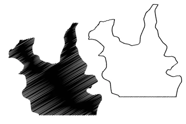 Región de Kaolack (Regiones de Senegal, República de Senegal) mapa vector ilustración, boceto garabato Mapa de Kaolack — Vector de stock