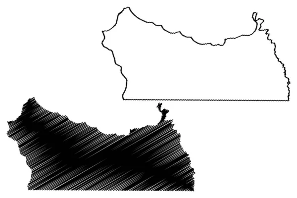 Kolda régió (Szenegál régiói, Szenegáli Köztársaság) Térkép vektor illusztráció, irkál Sketch Kolda Térkép — Stock Vector