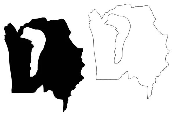 Bujumbura rural Province (República do Burundi, províncias do Burundi, região ocidental) mapa ilustração do vetor, esboço do Rabisco Bujumbura mapa rural — Vetor de Stock