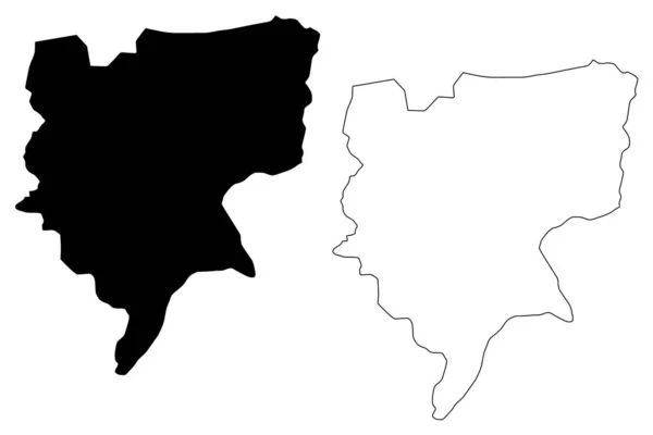 Mwaro 지방 (부룬디 공화국, 부룬디, 서부 지역) 지도 벡터 일러스트레이션, 낙서 스케치 Mwaro지도 — 스톡 벡터