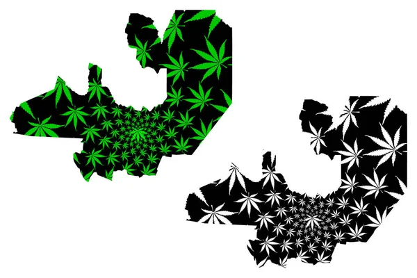 Peta Salta (Wilayah Argentina, Republik Argentina, Provinsi Argentina) dirancang hijau daun ganja dan hitam, peta Provinsi Salta terbuat dari dedaunan ganja (marihuana, THC) - Stok Vektor