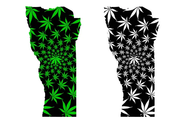 San Luis (region Argentiny, Argentinská republika, argentinské provincie) je navržen s konopím zeleným a černým listím, mapa provincie San Luis z roku marihuany (marihuany, THC) — Stockový vektor
