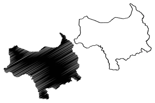 Região de Tambacounda (Regiões do Senegal, República do Senegal) mapa ilustração vetorial, rabiscos esboço Tambacounda ma —  Vetores de Stock