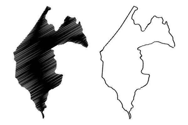 Thies Region (regio's van Senegal, Republiek Senegal) kaart vector illustratie, Krabbel schets Thies ma — Stockvector