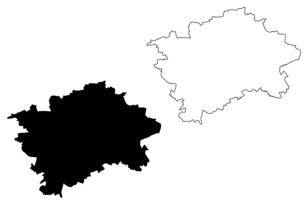 Prags region (Bohemian lands, Tjeckien, regioner i Tjeckien) karta vektor illustration, klotter skiss Prag huvudstads stad karta — Stock vektor