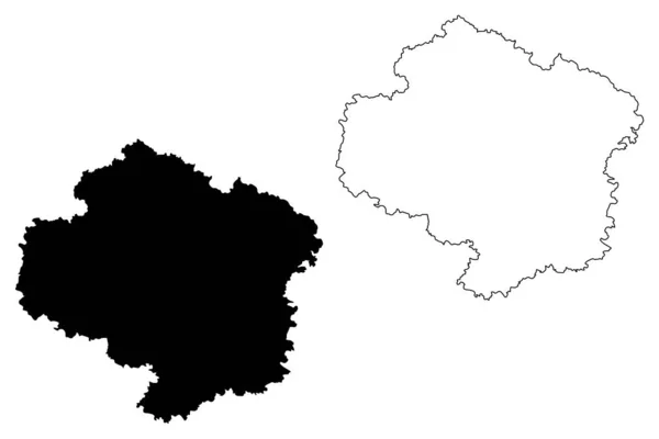 Vysocina Bölgesi (Bohem toprakları, Çekya, Çek Cumhuriyeti Bölgeleri) harita vektör illüstrasyon, karalama kroki Vysocina harita — Stok Vektör