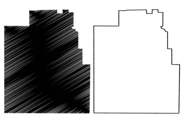 Jim Hogg County, Texas (Condados no Texas, Estados Unidos da América, EUA, EUA) mapa ilustração vetorial, esboço de rabiscos Jim Hogg mapa — Vetor de Stock