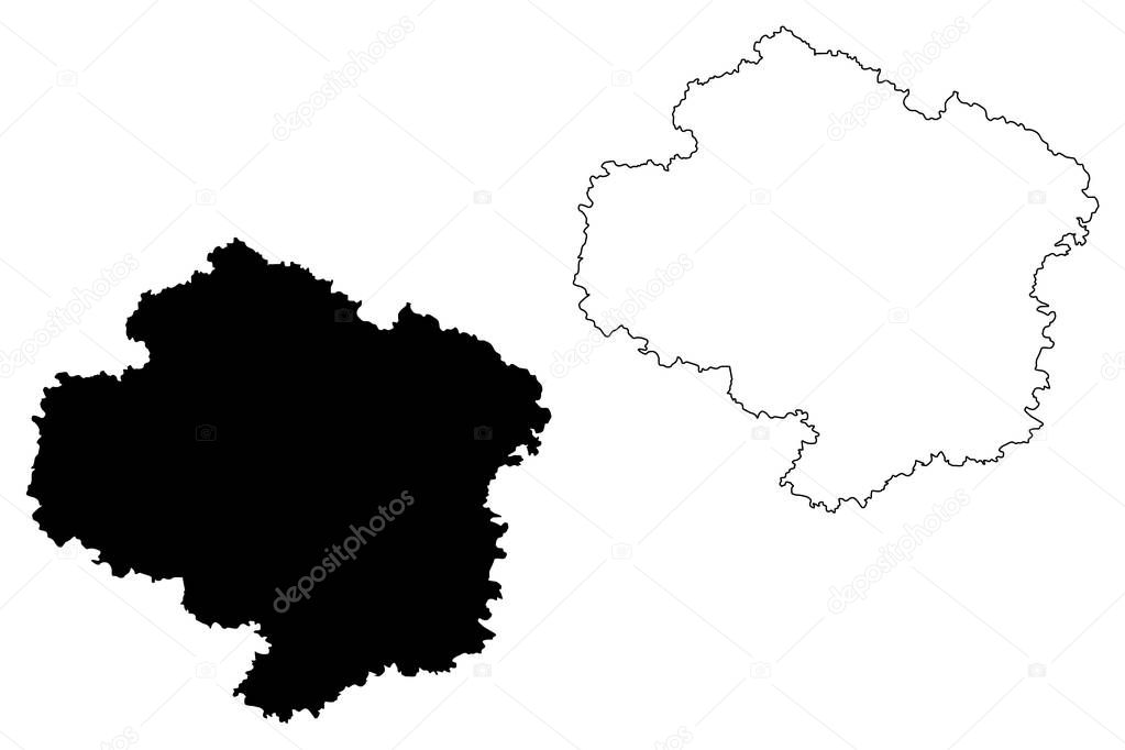 Vysocina Region (Bohemian lands, Czechia, Regions of the Czech Republic) map vector illustration, scribble sketch Vysocina map