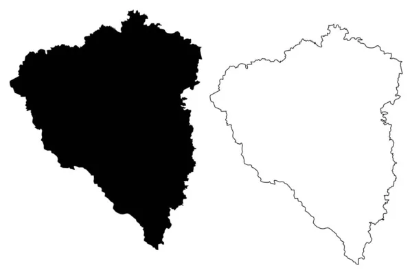 Plzen régió (csehországi földek, Csehország, a Cseh Köztársaság régiói) Térkép vektor illusztráció, irkál vázlat Plzen Térkép — Stock Vector