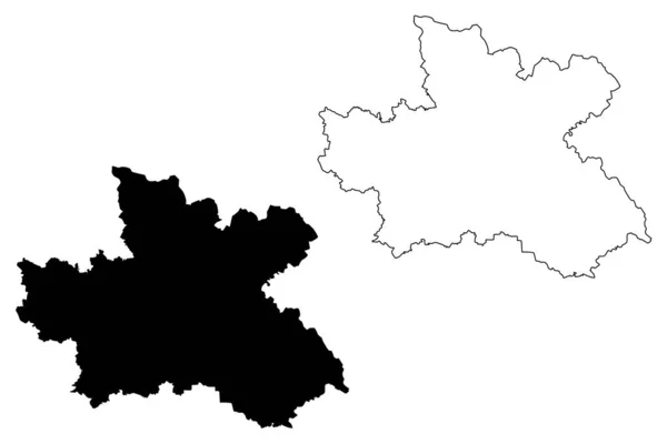Hradec Kralove 지역 (보헤미안 토지, 체코, 체코 지역) 지도 벡터 일러스트레이션, 낙서 스케치 Hradec Kralove지도 — 스톡 벡터