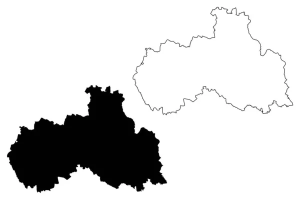 Região de Liberec (terras da Boêmia, Tchecoslováquia, Regiões da República Checa) mapa ilustração vetorial, esboço de rabiscos Mapa de Liberec — Vetor de Stock