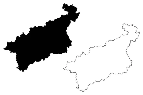 Usti nad labem region (böhmische Länder, Tschechien, Regionen der Tschechischen Republik) Kartenvektorillustration, Kritzelskizze usti nad labem (ustecky region) map — Stockvektor