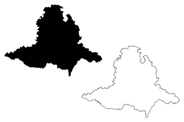 Región de Moravia del Sur (tierras de Bohemia, Chequia, Regiones de la República Checa, Moravia) mapa vector ilustración, garabato bosquejo mapa de Moravia del Sur — Vector de stock