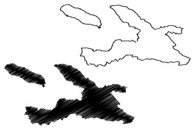 Ouest bölümü (Haiti Cumhuriyeti, Hayti, Hispaniola, Haiti Bölümleri) harita vektör illüstrasyon, karalama kroki Ouest ma