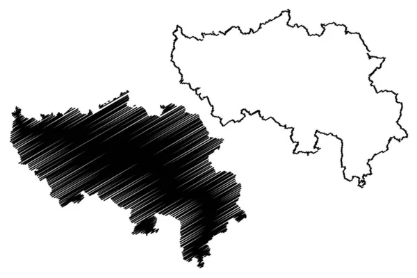 Província de Liege (Reino da Bélgica, províncias da Bélgica, região da Valónia) mapa ilustração do vetor, esboço do Rabisco mapa de Liège — Vetor de Stock