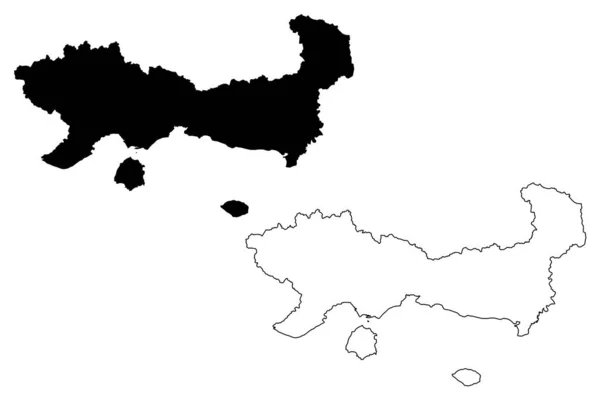 Macedónia Oriental e Região da Trácia (Grécia, República Helénica, Hellas) mapa ilustração vetorial, esboço de rabiscos Macedónia Oriental e Trácia mapa —  Vetores de Stock