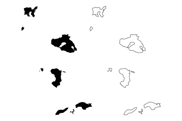 Región del Egeo Norte (Grecia, República Helénica, Hellas) mapa vector ilustración, garabato bosquejo Egeo Norte mapa — Vector de stock