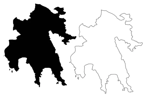 Peloponnes region (griechenland, hellenische republik, hellas) kartenvektorillustration, kritzelskizze peloponnes karte — Stockvektor