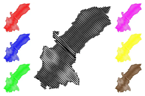 Mashonaland East Province (Republic of Zimbabwe, Province of Zimbabwe) mappa vettoriale illustrazione, scribble sketch Mash East ma — Vettoriale Stock