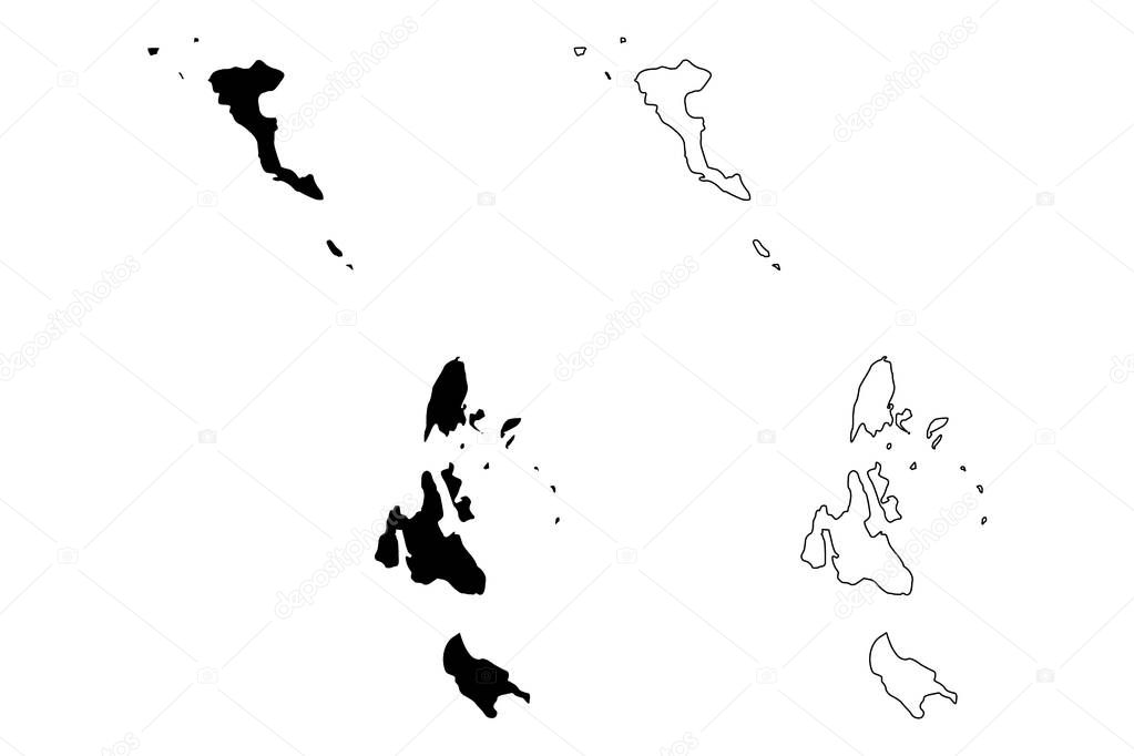 Ionian Islands Region (Greece, Hellenic Republic, Hellas) map vector illustration, scribble sketch Ionian Islands map