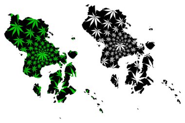 Güneydoğu Sulawesi (Endonezya Alt Bölümleri, Endonezya İller) harita esrar yaprağı yeşil ve siyah, Güneydoğu Sulawesi harita esrar (marihuana, Thc) yeşillik yapılmış tasarlanmıştır