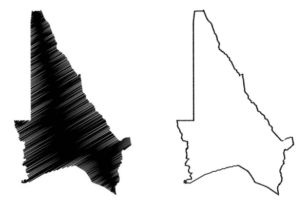 Dipartimento di Kouffo (Dipartimenti del Benin, Repubblica del Benin, Dahomey) mappa vettoriale illustrazione, scarabocchio mappa Kouffo — Vettoriale Stock