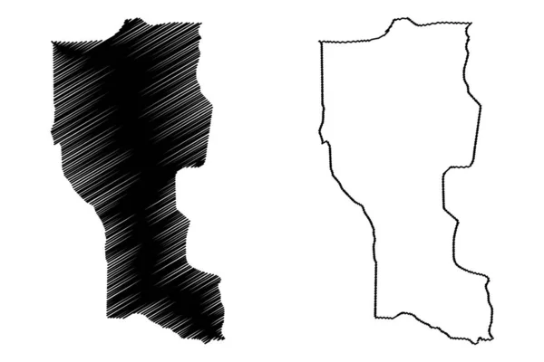Département de Donga (Départements du Bénin, République du Bénin, Dahomey) illustration vectorielle de carte, croquis croquis croquis Donga carte — Image vectorielle