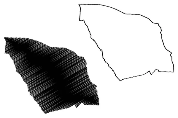 Departamento de Zou (Departamentos de Benín, República de Benín, Dahomey) mapa vector ilustración, garabato bosquejo mapa de Zou — Vector de stock