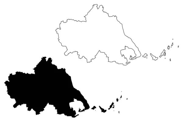 Região da Tessália (Grécia, República Helénica, Hellas) mapa ilustração vetorial, rabisco esboço Aeolia mapa — Vetor de Stock