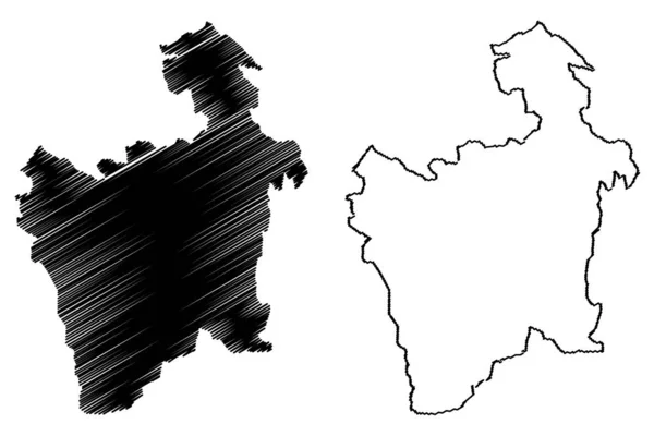 Dipartimento di Potosi (Stato plurinazionale della Bolivia, Dipartimenti della Bolivia) mappa vettoriale illustrazione, scarabocchio Potosi ma — Vettoriale Stock