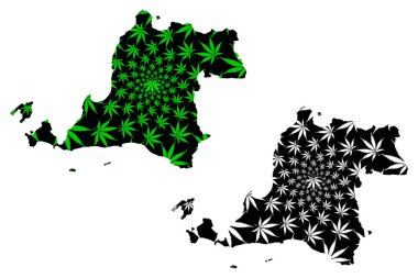 Banten (Endonezya Alt Bölümleri, Endonezya İller) harita esrar yaprağı yeşil ve siyah, Banten - Java - harita esrar (marihuana, Thc) yaprakları yapılmış tasarlanmıştır