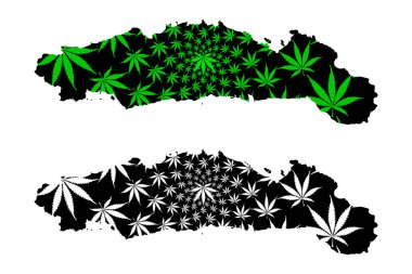 Gorontalo (Endonezya Alt Bölümleri, Endonezya İller) harita esrar yaprağı yeşil ve siyah, Hulontalo harita esrar (marihuana, Thc) yapraklarından yapılmış tasarlanmıştır