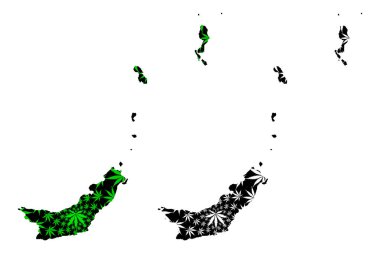 Kuzey Sulawesi (Endonezya Alt Bölümleri, Endonezya İller) harita esrar yaprağı yeşil ve siyah, Sulawesi Utara harita esrar (marihuana, Thc) yeşillik yapılmış tasarlanmıştır