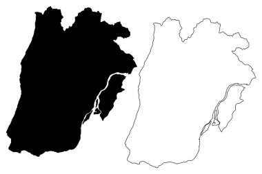 Lizbon Bölgesi (Portekiz Cumhuriyeti, Portekiz) harita vektör illüstrasyon, karalama kroki Lizbon haritası