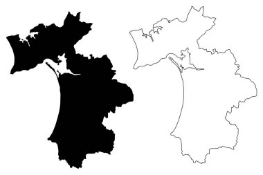 Setubal District (Portekiz Cumhuriyeti, Portekiz) harita vektör illüstrasyon, karalama kroki Setubal harita