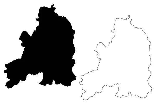 Guarda District (Repubblica Portoghese, Portogallo) mappa vettoriale, abbozzo scarabocchio Guarda mappa — Vettoriale Stock