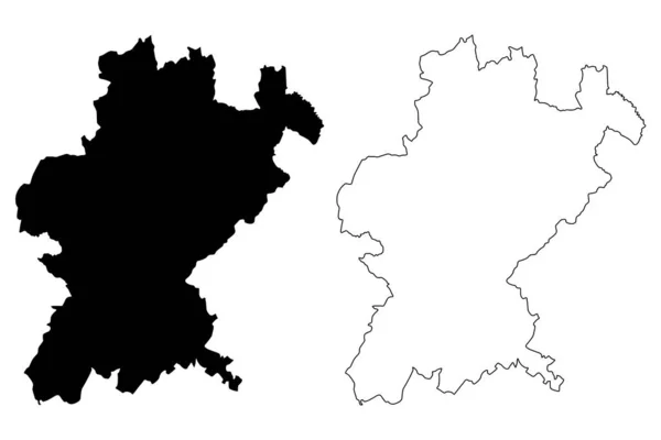 Okres Santarem (Portugalská republika, Portugalsko) nákres mapy, náčrtek na mapě Santarem — Stockový vektor