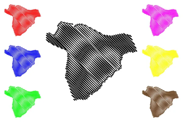 Regio Salamat (regio's van Tsjaad, Republiek Tsjaad) kaart vector illustratie, Krabbel sketch Salamat kaart — Stockvector