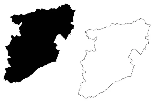 Viseu District (Portuguese Republic, Portugal) map vector illustration, scribble sketch Viseu map — Stock Vector