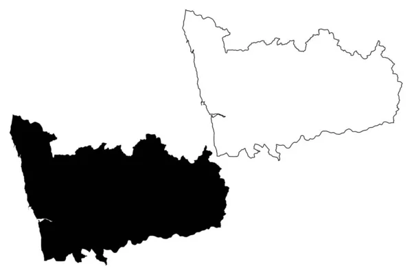 Distrito de Oporto (República Portuguesa, Portugal) mapa vector ilustración, boceto de garabato Mapa de Oporto — Vector de stock