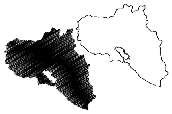 Província de Cienfuegos (República de Cuba, Províncias de Cuba) mapa ilustração vetorial, esboço de rabiscos Cienfuegos ma — Vetor de Stock