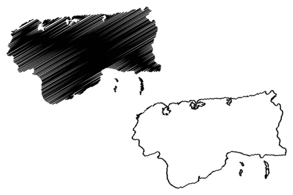 Artemisa provins (Republiken Kuba, provinser i Kuba) karta vektor illustration, klotter skiss Artemisa ma — Stock vektor