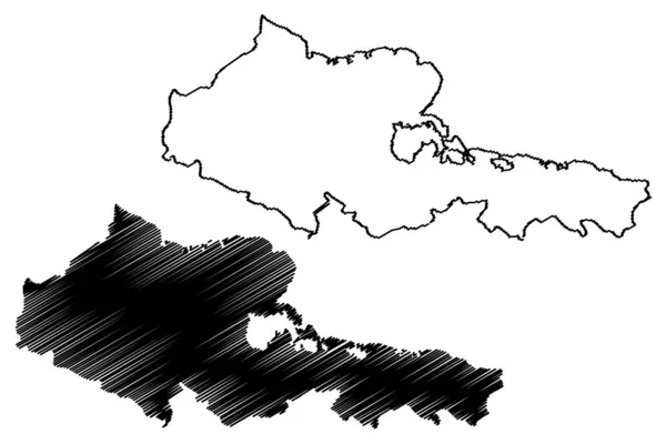 Provincia de Holguín (República de Cuba, Provincias de Cuba) mapa vector ilustración, boceto de garabato mapa de Holguín — Archivo Imágenes Vectoriales