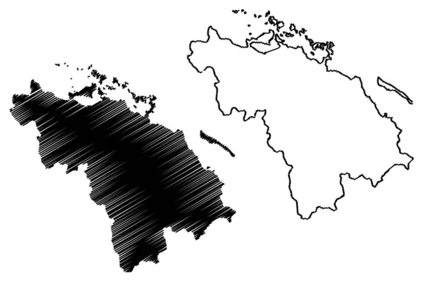 빌라 클라라 주 (쿠바 공화국, 쿠바 의 지방) 지도 벡터 일러스트, 낙서 스케치 빌라 클라라 마 — 스톡 벡터