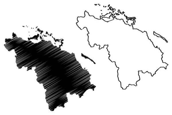Villa Clara Eyaleti (Küba Cumhuriyeti, Küba İlleri) harita vektör illüstrasyon, karalama kroki Villa Clara ma — Stok Vektör